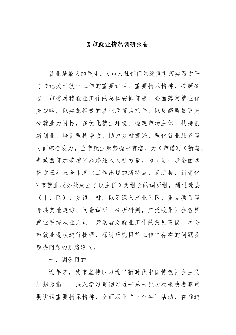 X市就业情况调研报告.docx_第1页