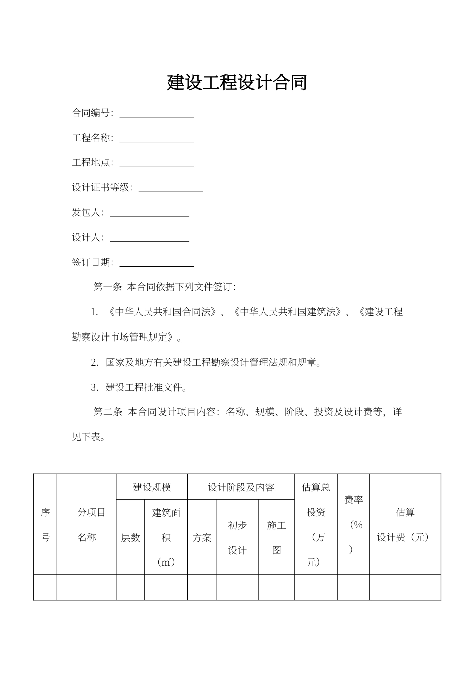 建设工程设计合同word模板.docx_第1页