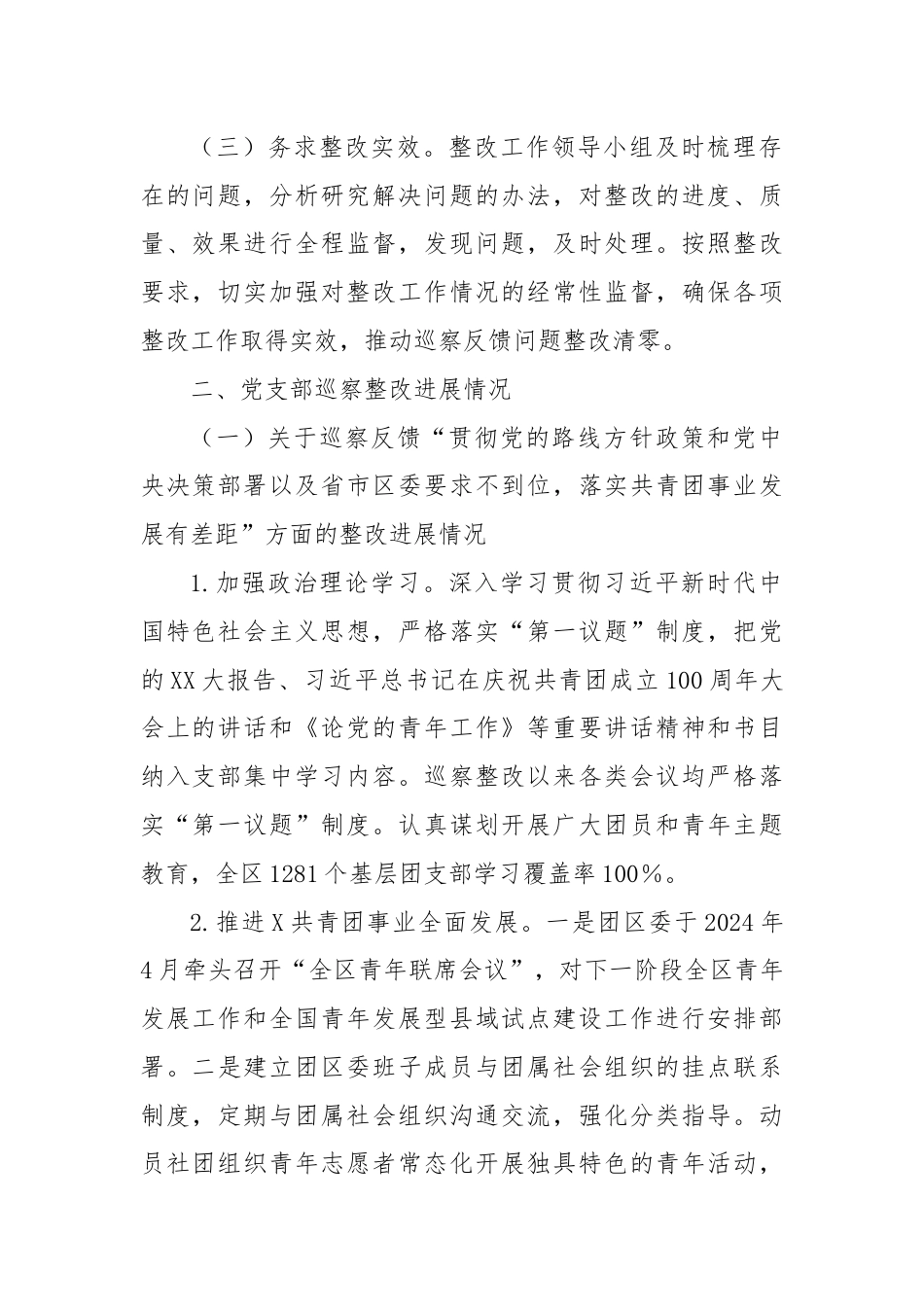 X区团委支部委员会关于巡察整改进展情况的报告.docx_第2页