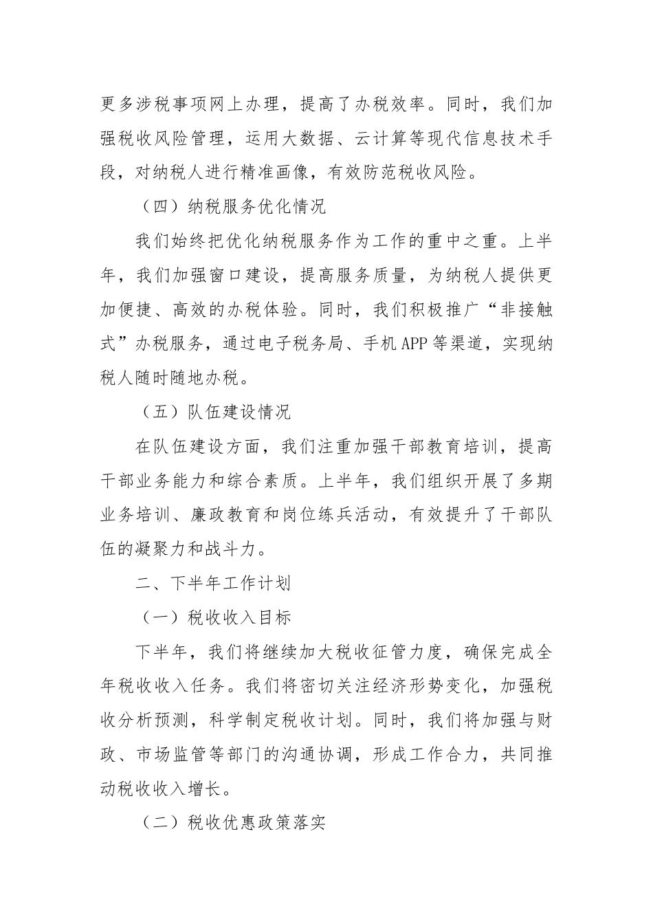 X县税务局2024年上半年工作总结及下半年工作计划.docx_第2页