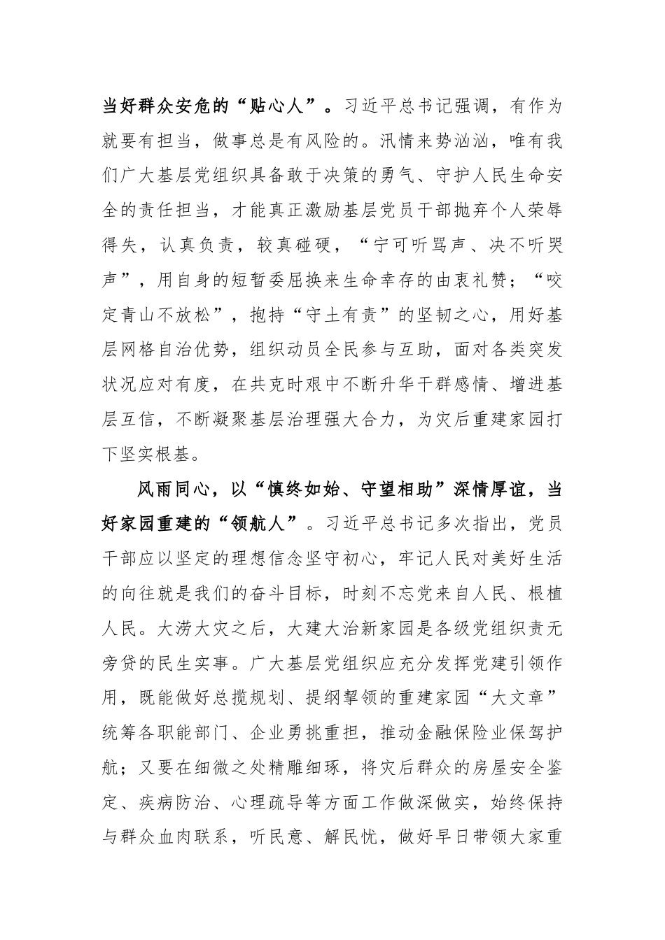 贯彻落实对防汛救灾工作重要指示心得体会发言.docx_第2页