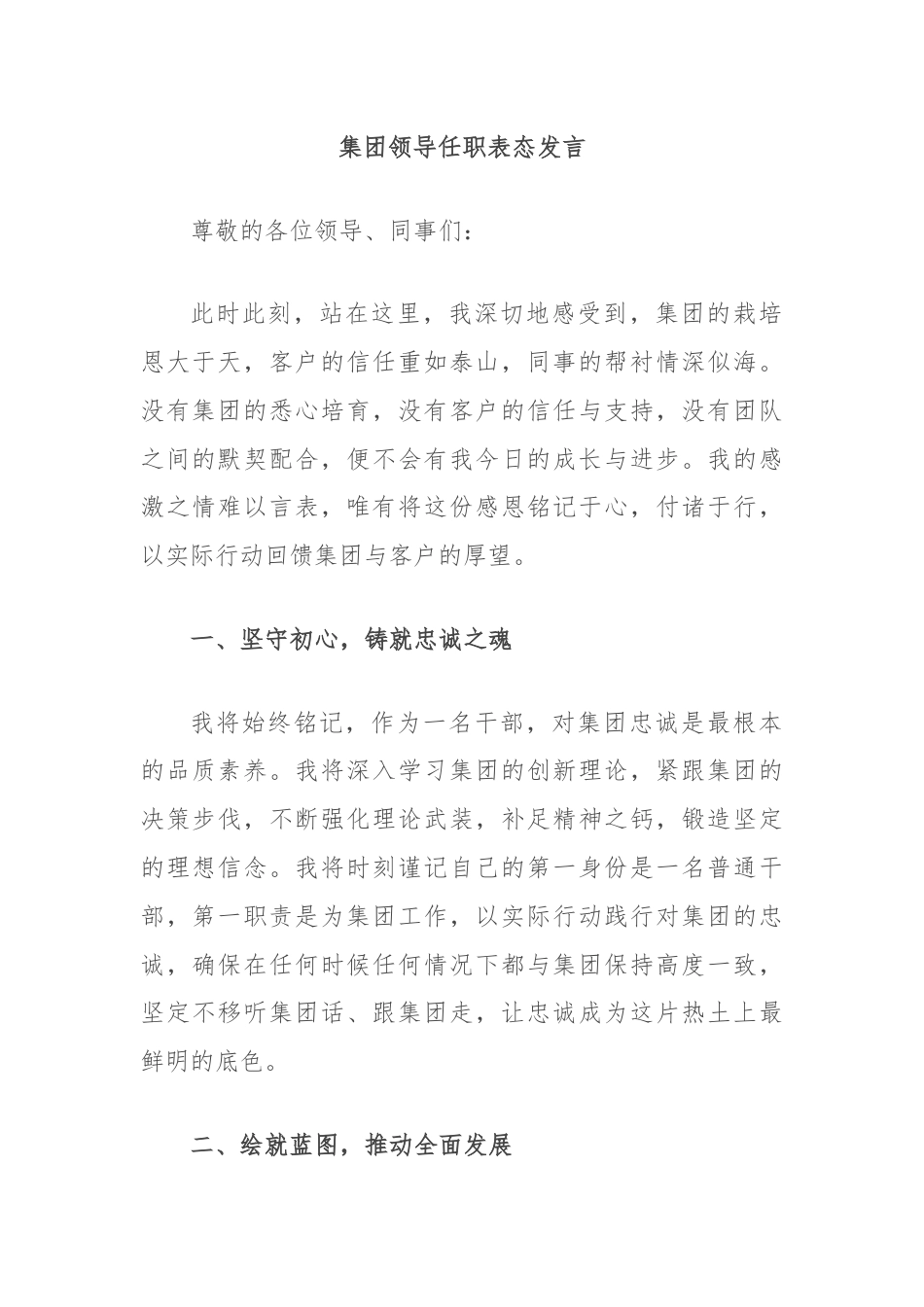 集团领导任职表态发言.docx_第1页