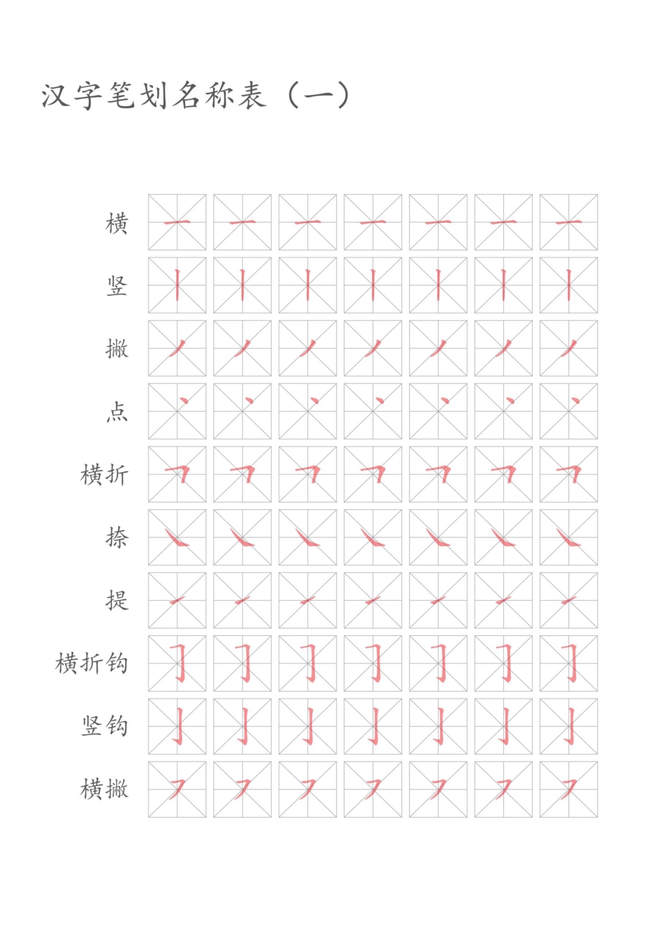 汉字笔划名称表描红字帖.docx_第1页