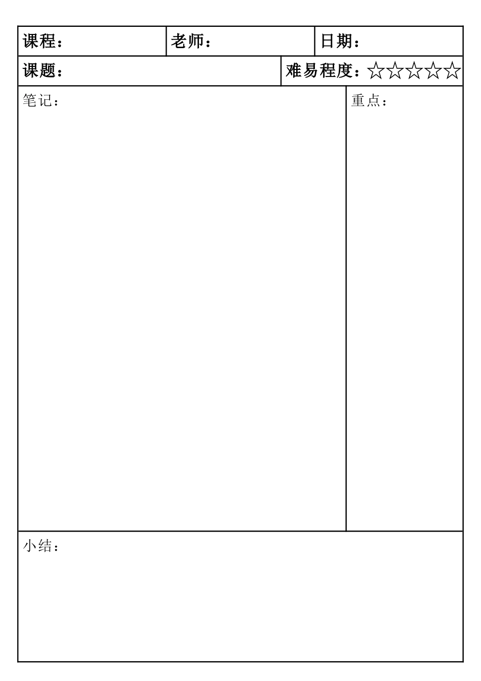 康奈尔课堂笔记模板.docx_第1页