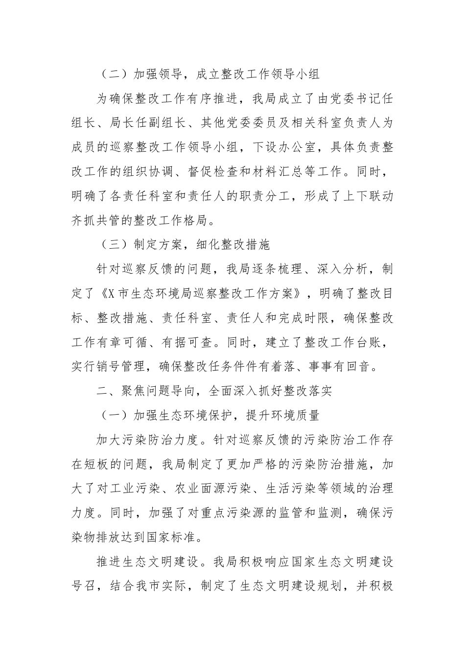 X市生态环境局关于巡察整改工作的情况报告.docx_第2页