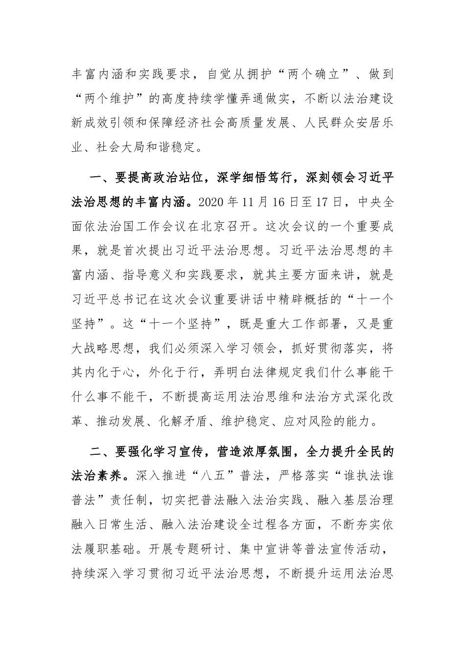 在理论学习中心组习近平法治思想专题学习会议上的交流发言.docx_第2页