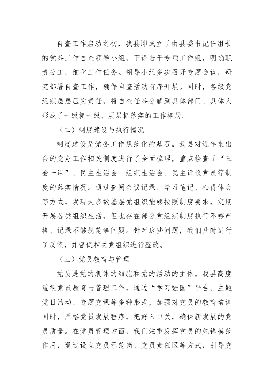 某县规范党务工作自查报告.docx_第2页