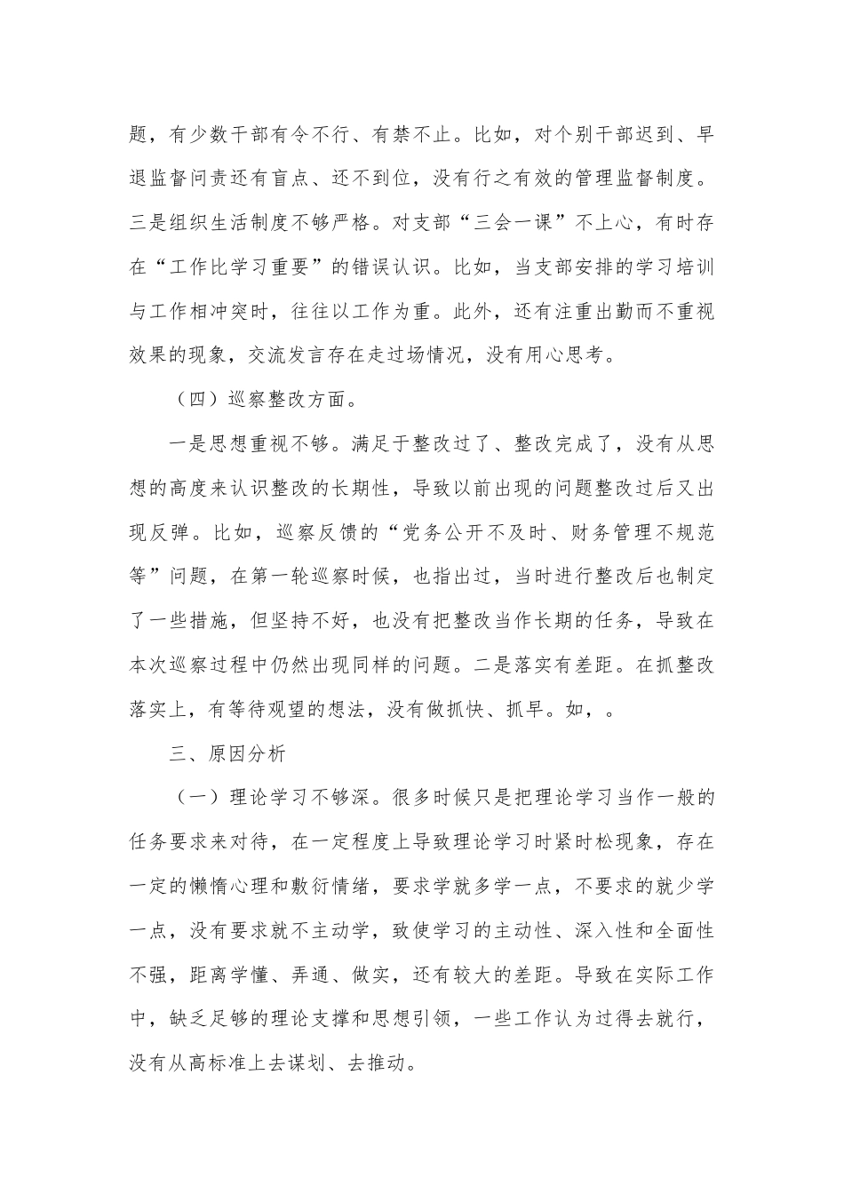 巡察整改民主生活会对照检查.docx_第3页