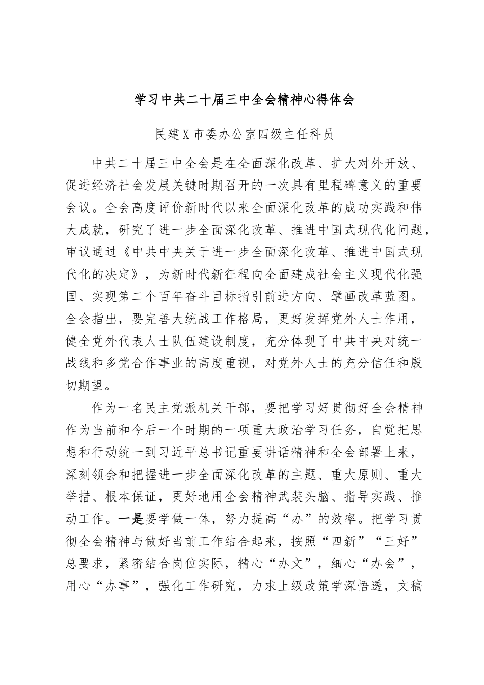 民建市委干部学习二十届三中全会精神心得体会汇编.docx_第2页