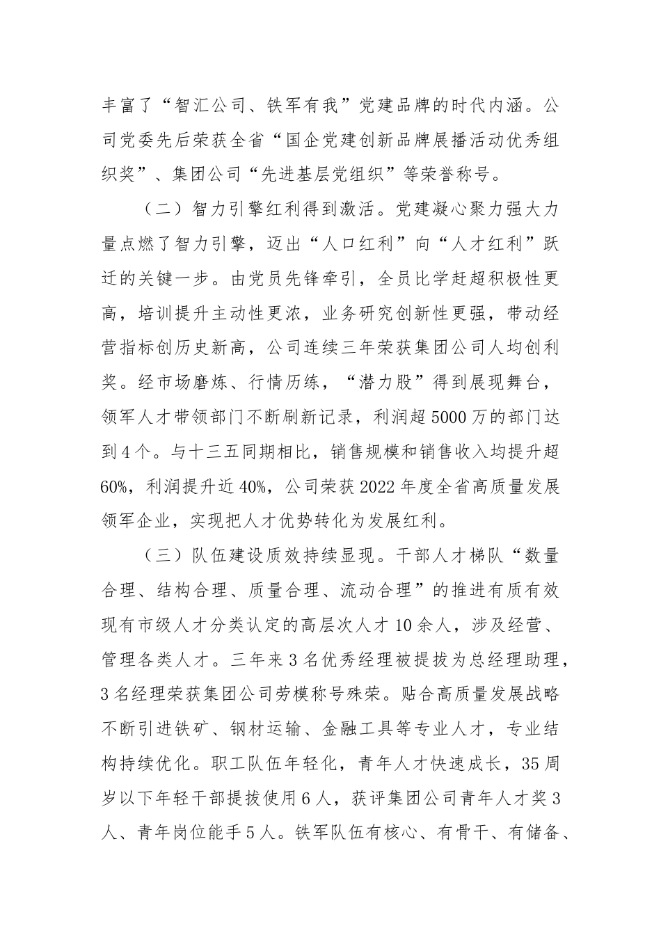 公司党委关于干部人才队伍建设工作情况的报告.docx_第2页