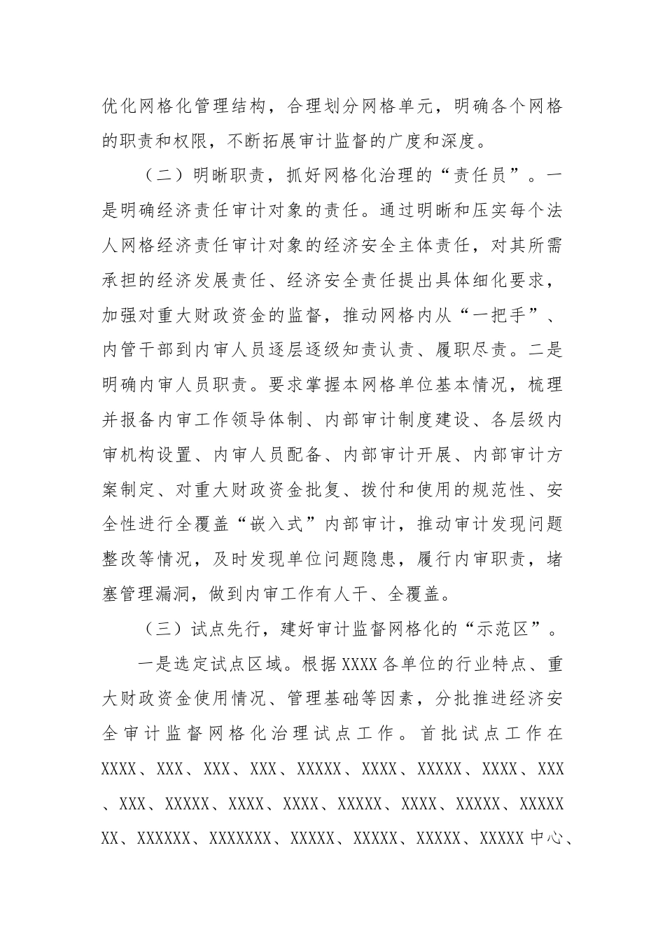 XX经济安全审计监督网格化治理机制试点工作的实施方案.docx_第2页