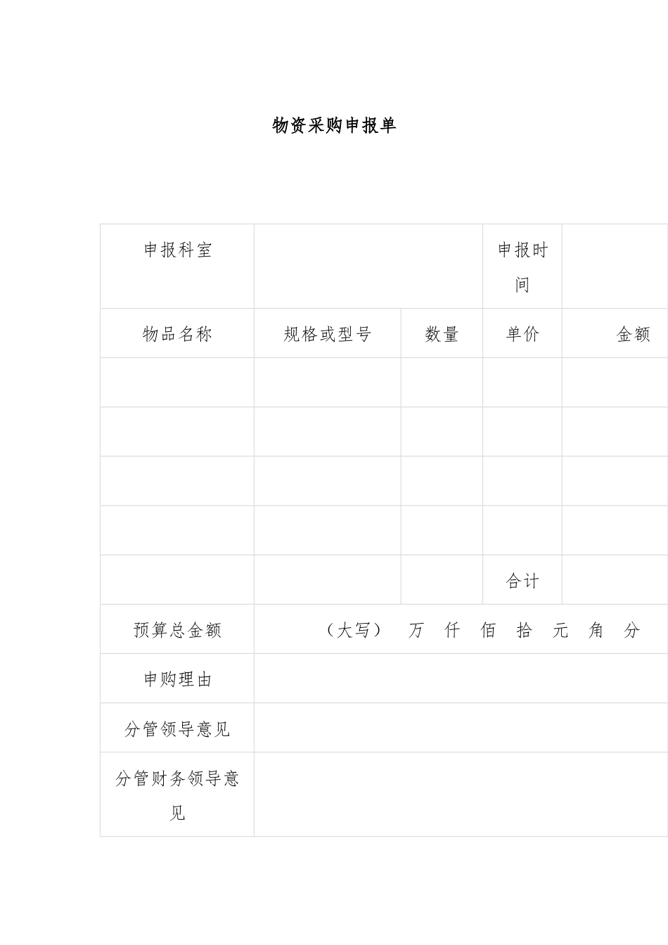 物资采购申报单.docx_第1页